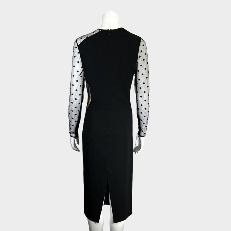 Stella McCartney black jersey and mesh polka dot dress