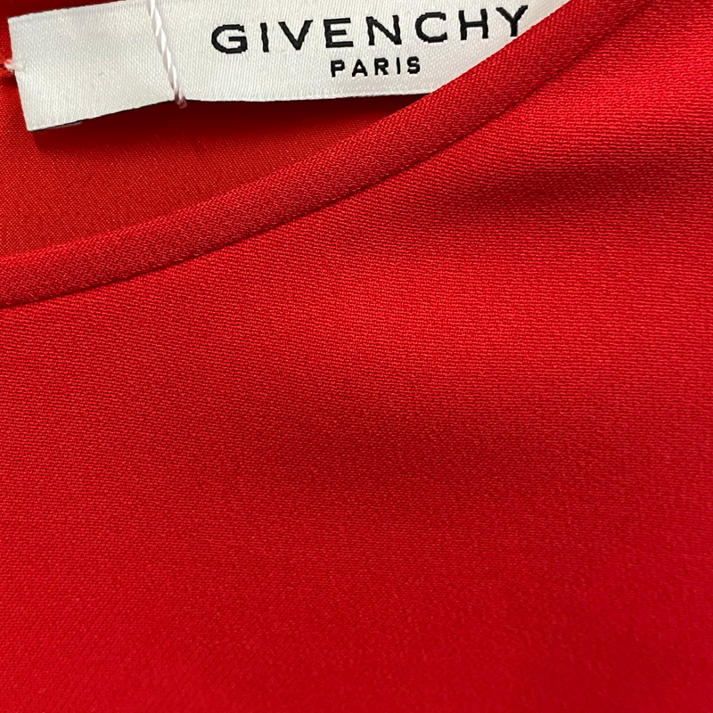 Givenchy red viscose cape-sleeved dress