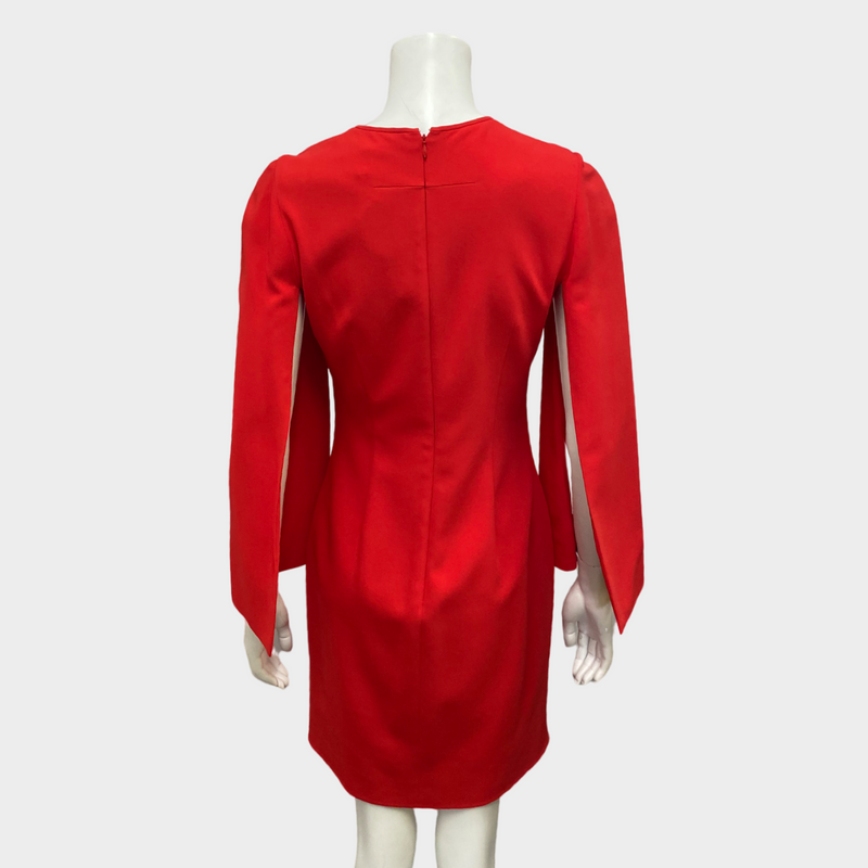 Givenchy red viscose cape-sleeved dress