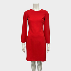 Givenchy red viscose cape-sleeved dress