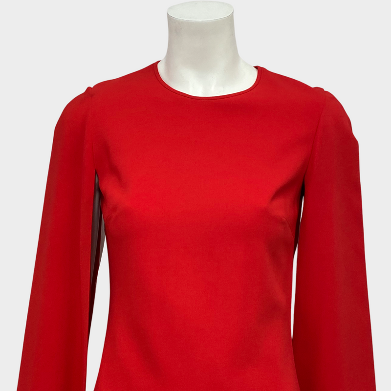 Givenchy red viscose cape-sleeved dress