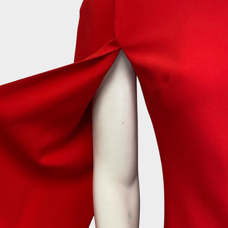 Givenchy red viscose cape-sleeved dress