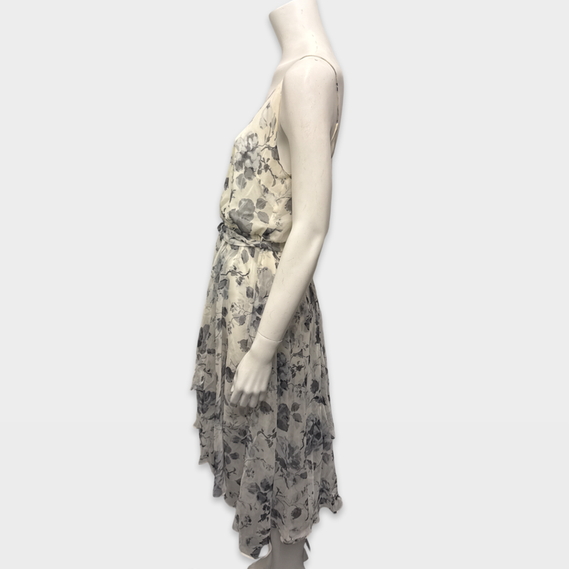 Zimmermann White and Grey silk Floral Dress