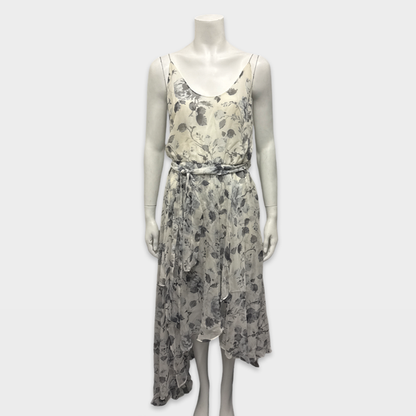 Zimmermann White and Grey silk Floral Dress