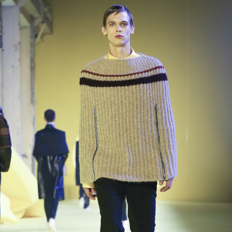 Raf Simons men's grey alpaca transformer sweater/cape