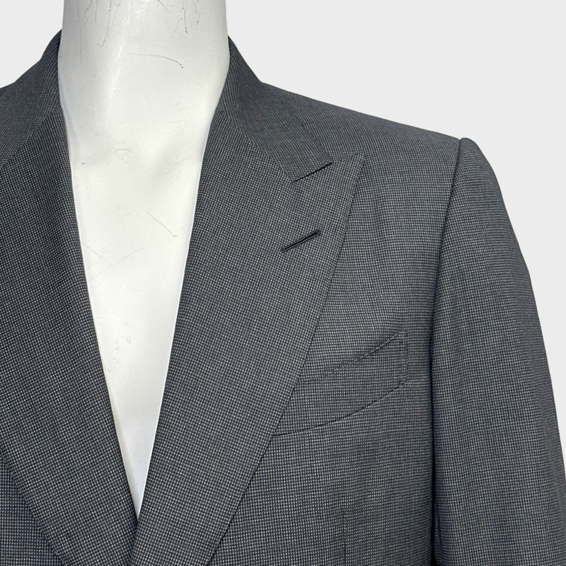 TOM FORD grey checkered woolen suit set of blazer and trousers