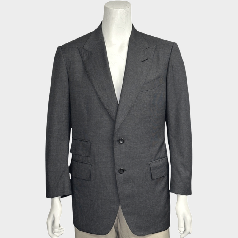 TOM FORD grey checkered woolen suit set of blazer and trousers