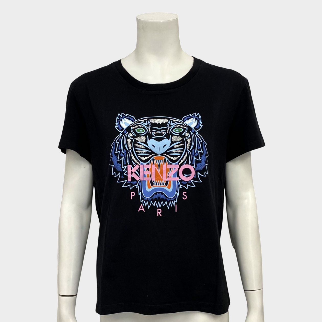 Kenzo women's classic tiger brand logo black cotton t-shirt – Loop