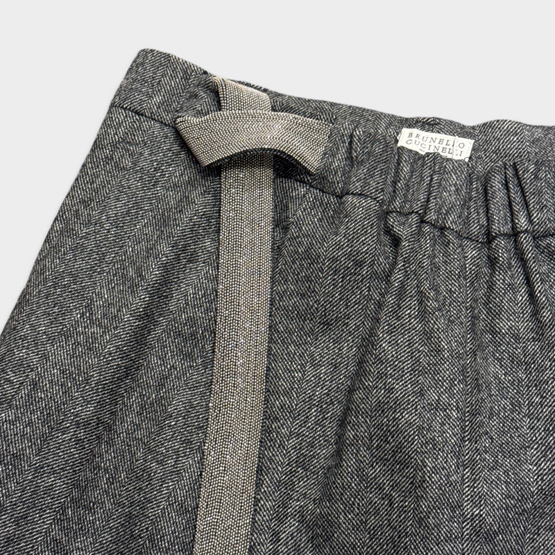 Brunello Cucinelli Women's Gray Wide-Leg Wool and Cashmere Trousers