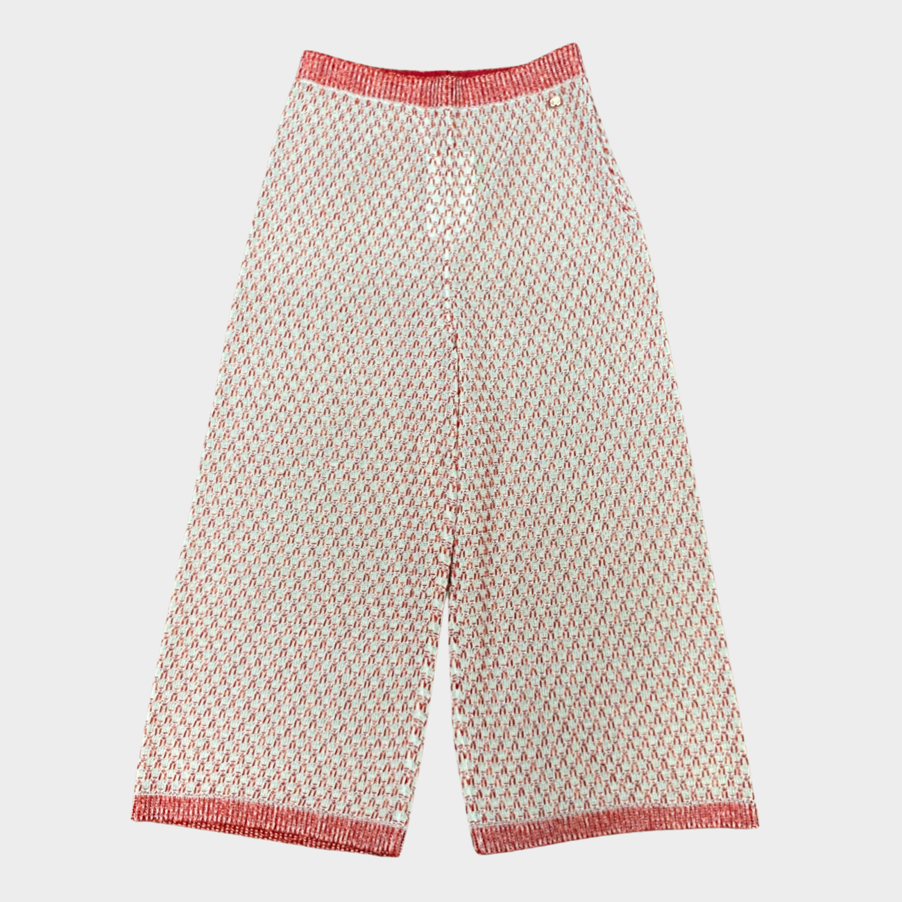 Chanel women's white and red silk and cotton blend knitted cropped tro –  Loop Generation