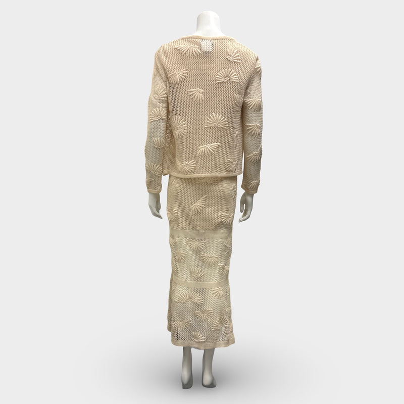 Chanel Beige Knit Set of Dress And Cardigan with Parrot Appliqués