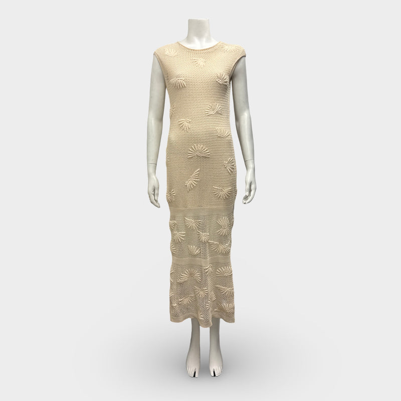 Chanel Beige Knit Set of Dress And Cardigan with Parrot Appliqués