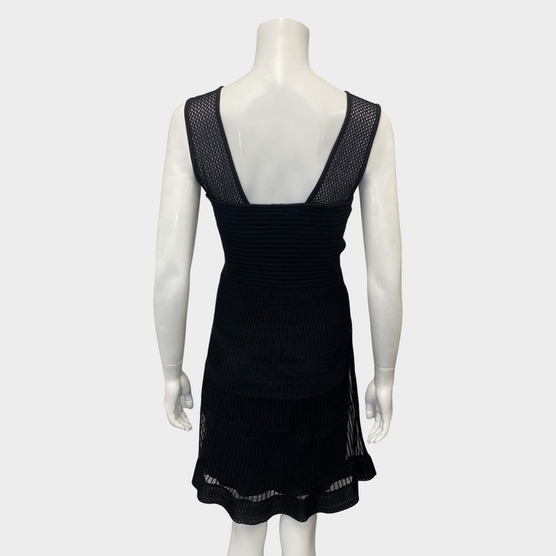 Missoni black knitted and mesh panel cross-front dress