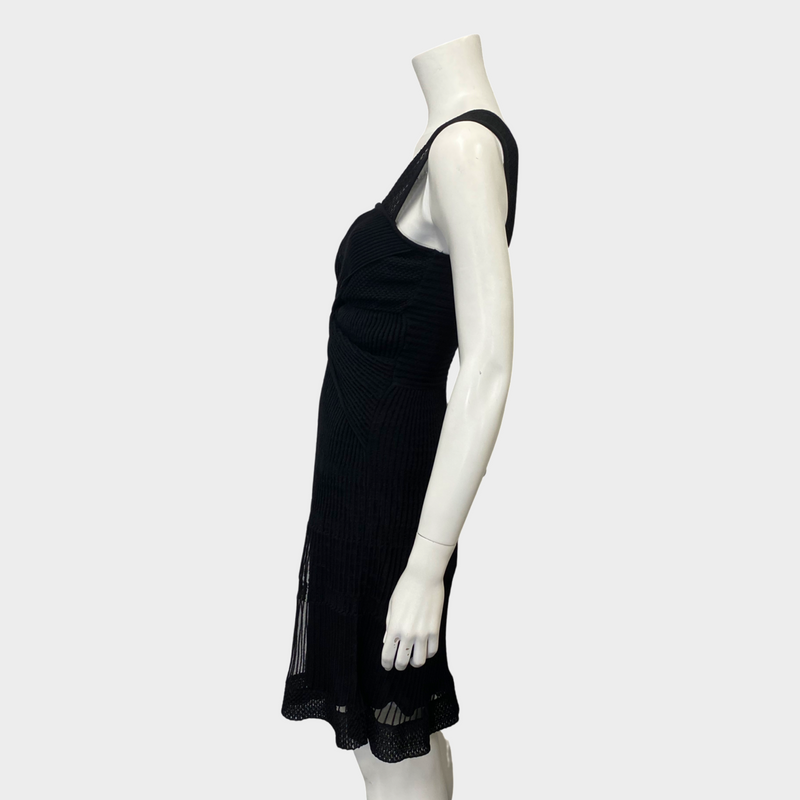 Missoni black knitted and mesh panel cross-front dress