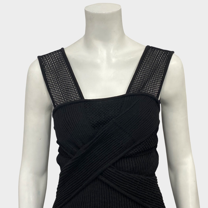 Missoni black knitted and mesh panel cross-front dress