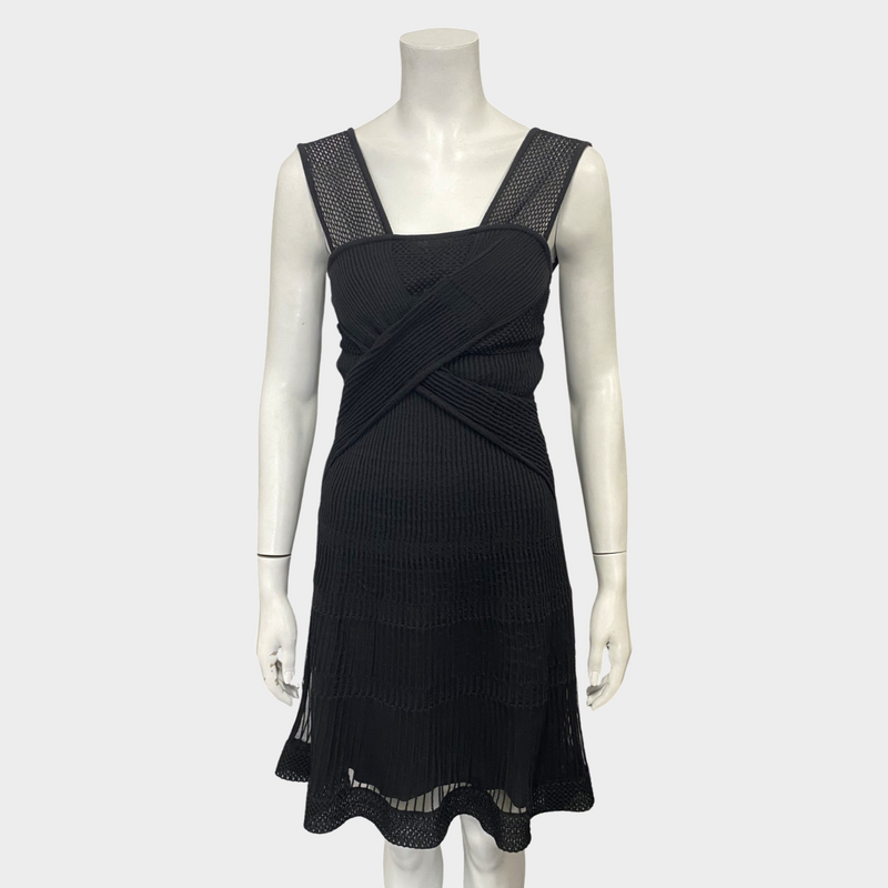 Missoni black knitted and mesh panel cross-front dress