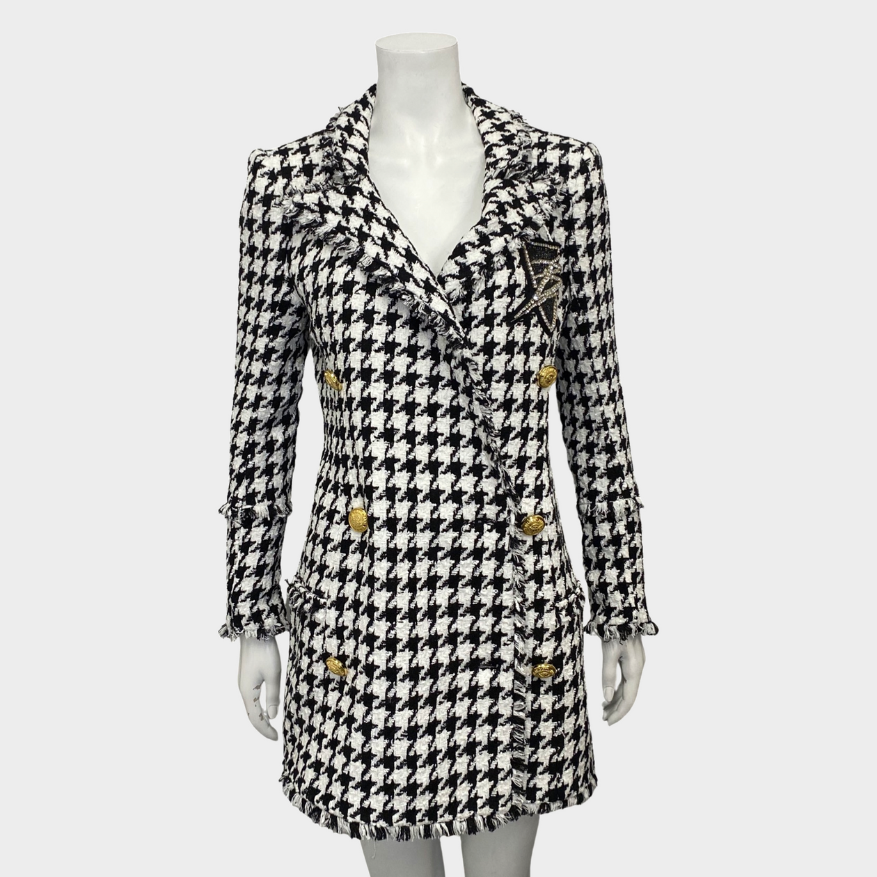 Balmain Houndstooth Dress in Black