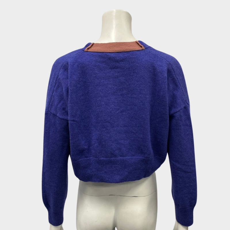 Loewe women's purple wool cropped cardigan