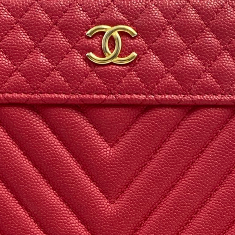 Chanel raspberry leather pouch