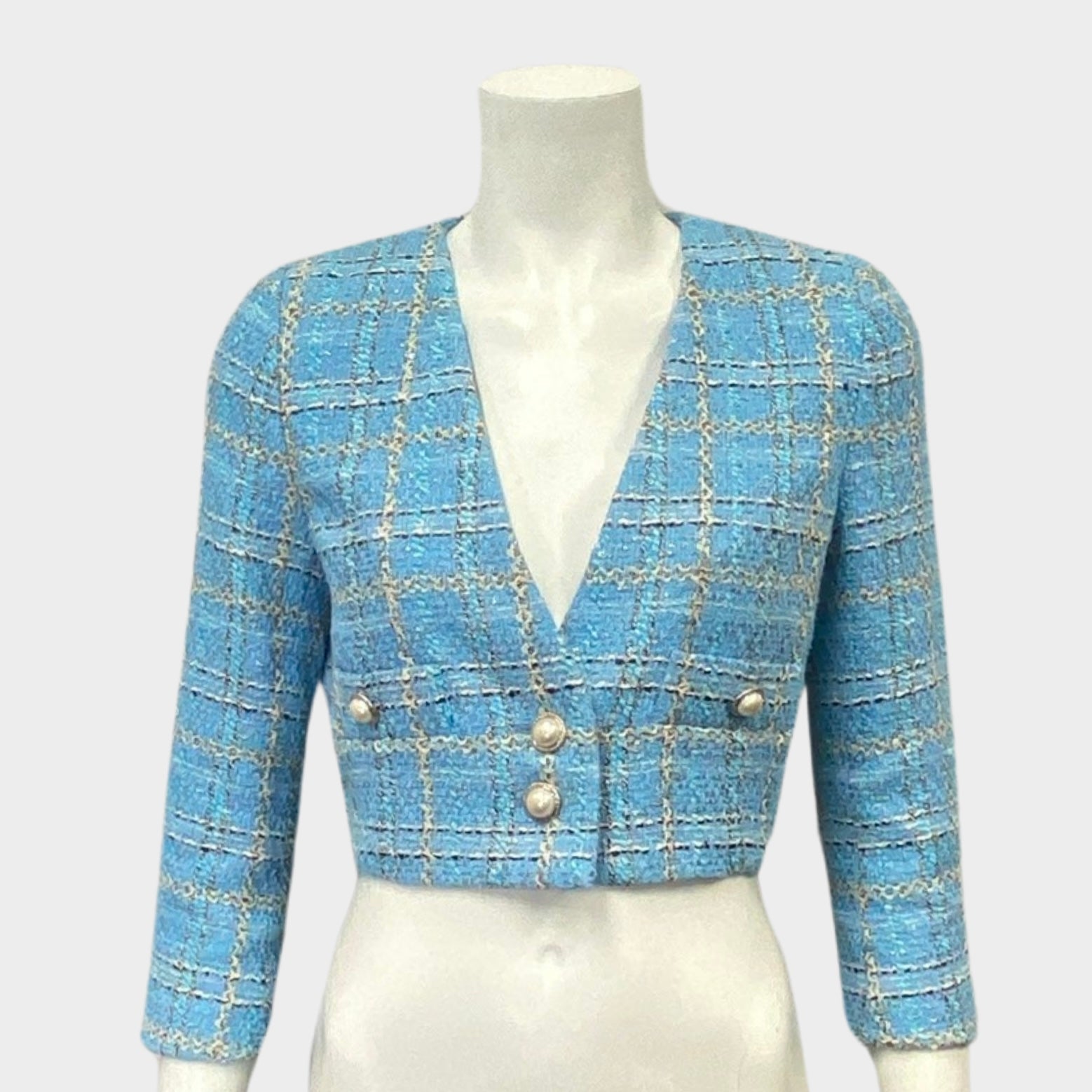 Alessandra Rich women s blue tweed set Loop Generation