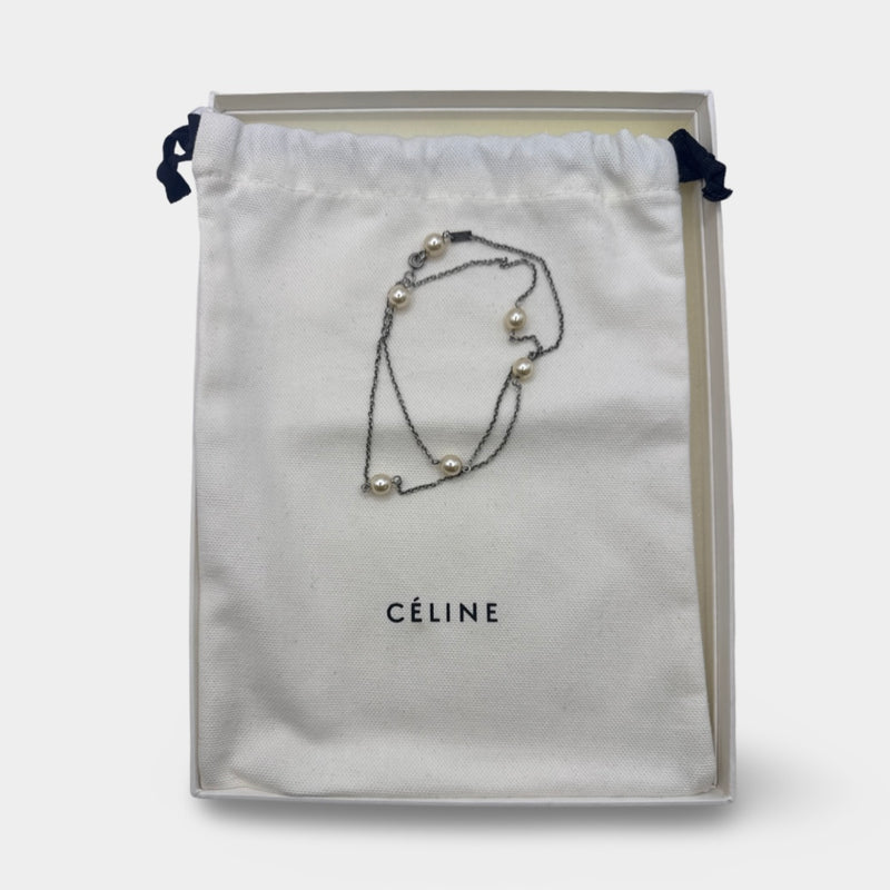 Céline Women's Silver Necklace With Pearls