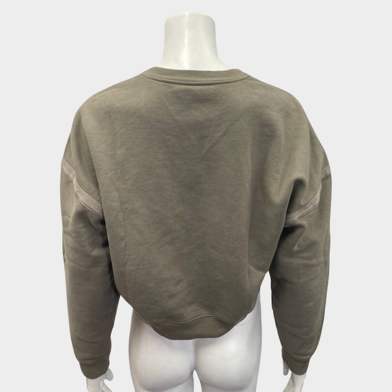 Saint Laurent women's taupe cotton cropped sweatshirt