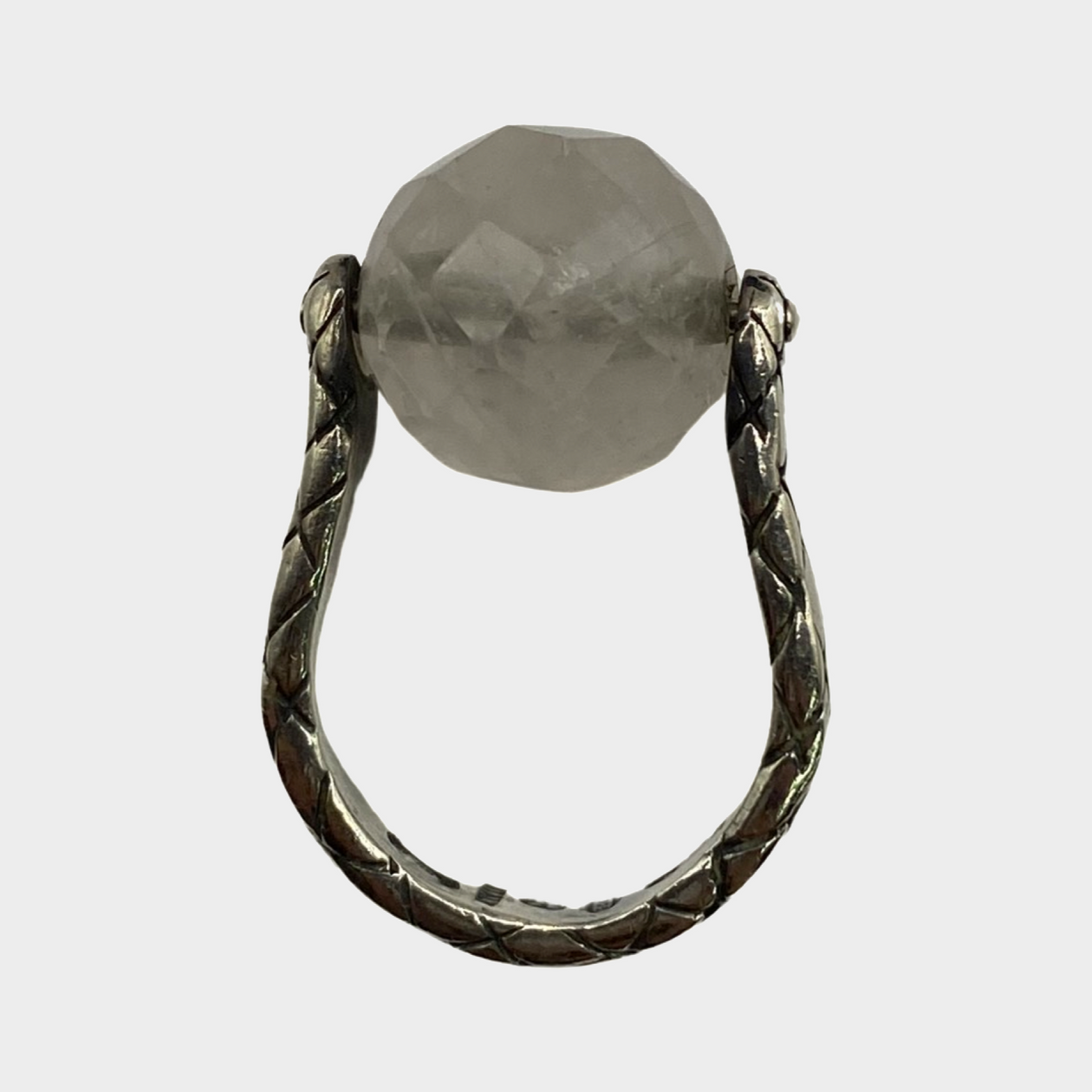 Bottega Veneta women's Intrecciato sterling silver ball ring with 