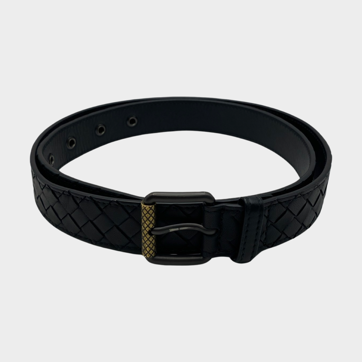 Bottega Veneta women s black intrecciato leather belt Loop Generation