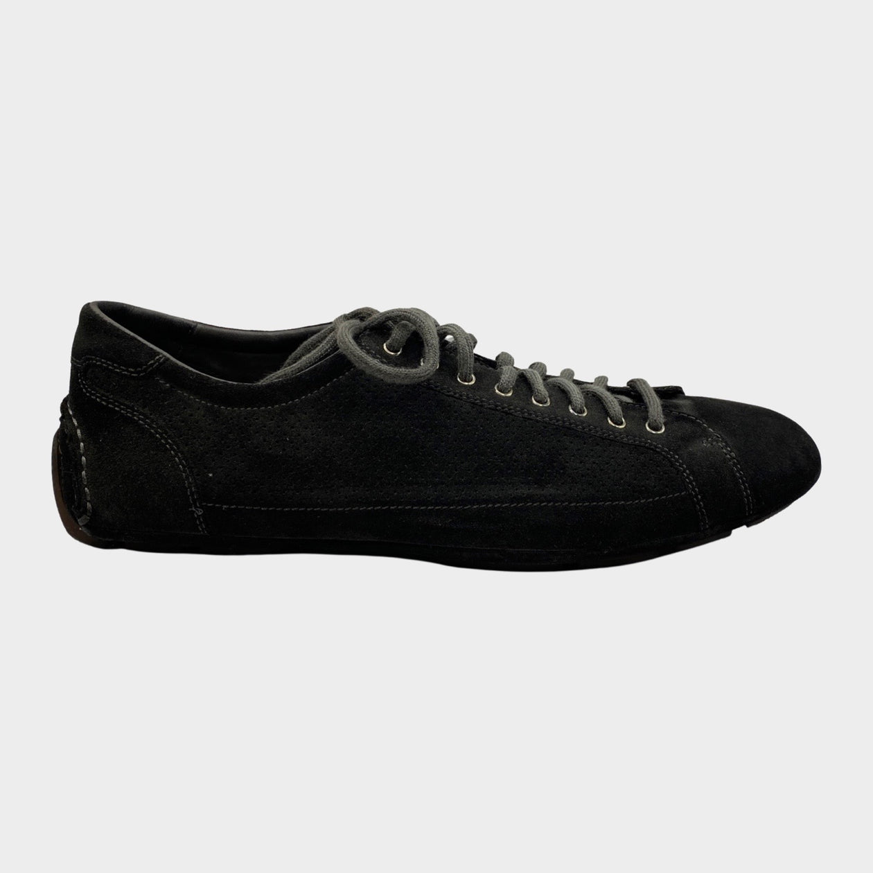 Prada men's black suede sneakers with laser-cut dot details – Loop  Generation