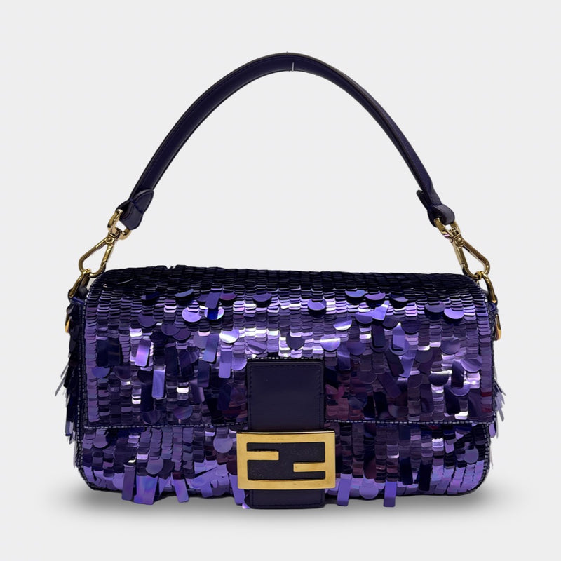 Fendi Women's Purple Sequined Baguette Bag