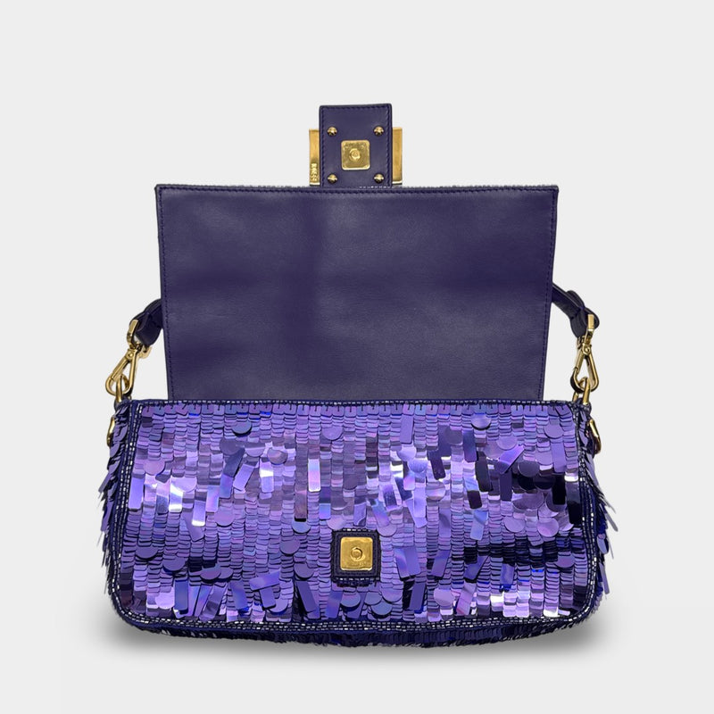 Fendi Women's Purple Sequined Baguette Bag