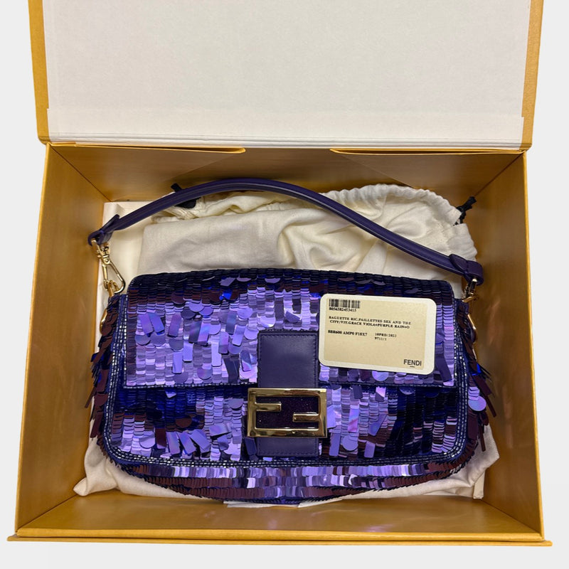 Fendi Women's Purple Sequined Baguette Bag