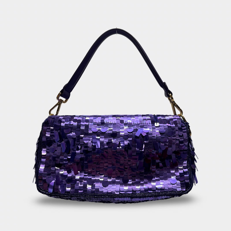 Fendi Women's Purple Sequined Baguette Bag