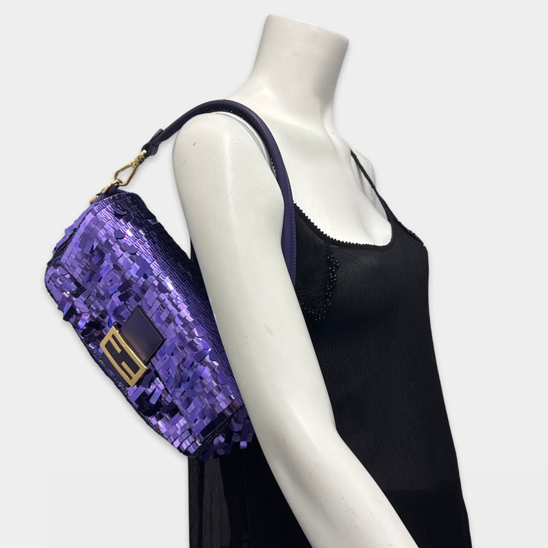 Fendi Women's Purple Sequined Baguette Bag