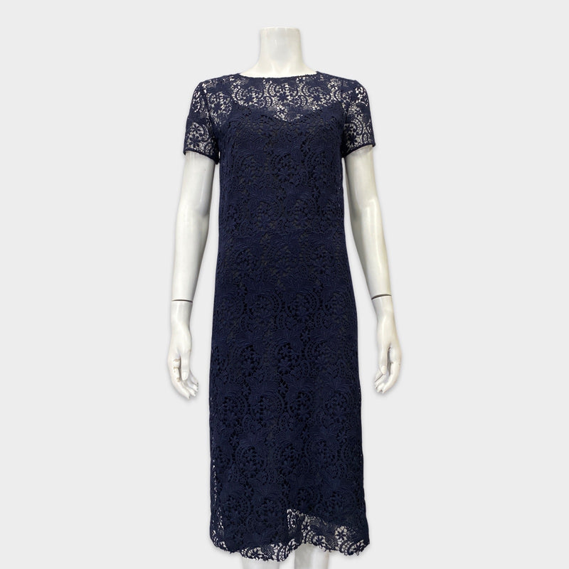 Nina Ricci knee-length navy lace dress