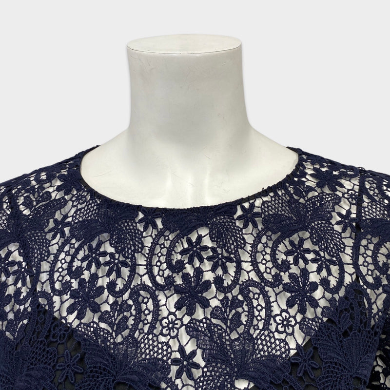 Nina Ricci knee-length navy lace dress