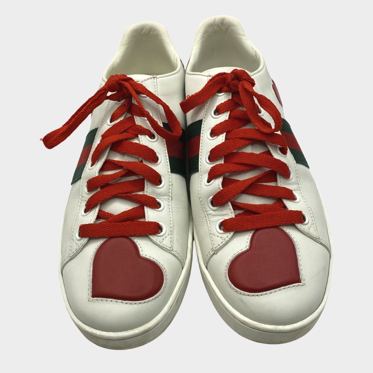 Red and white hot sale gucci sneakers