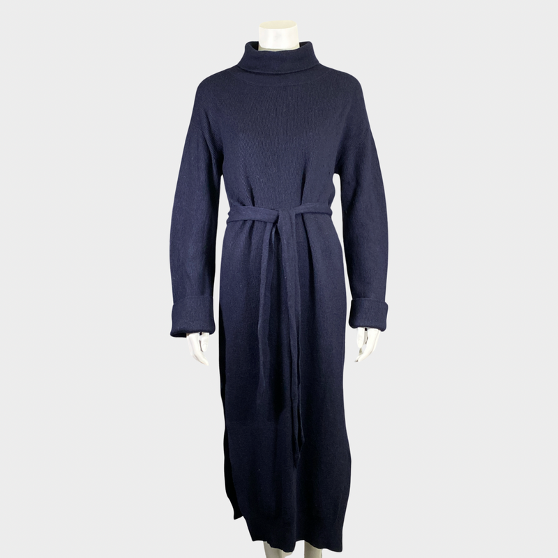 Nanushka women's navy knitted maxi dress with belt