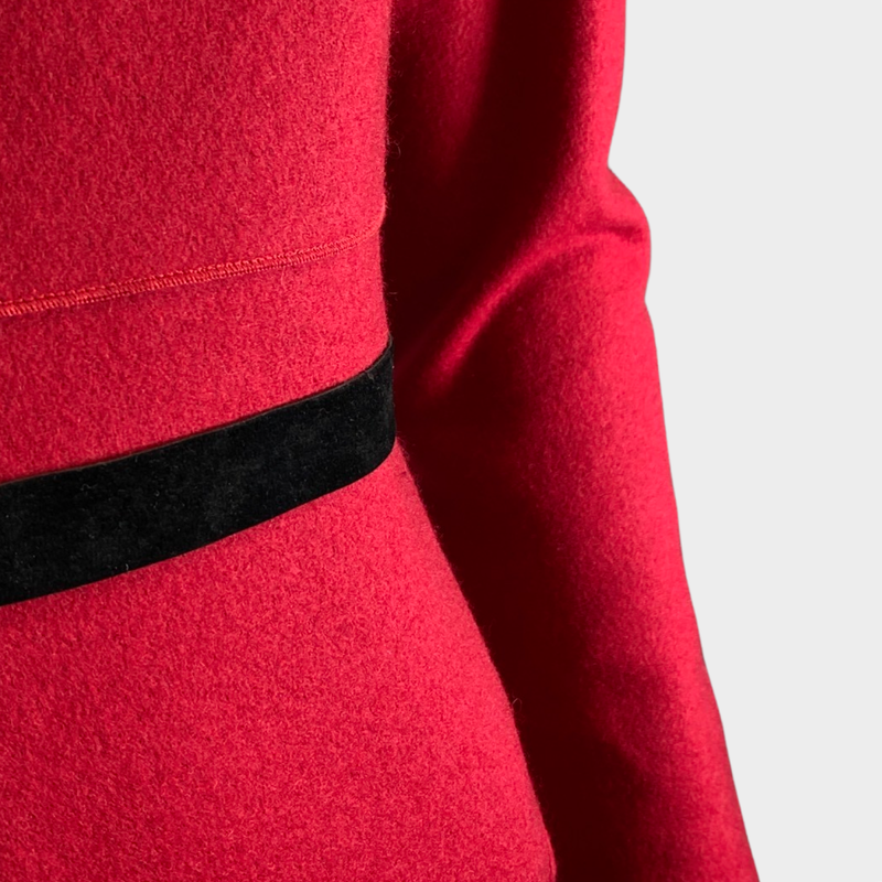 Roland Mouret red wool belted long-sleeved dress