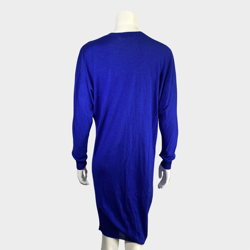 Alexander McQueen blue asymmetric knit dress with v-neck