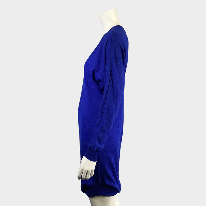 Alexander McQueen blue asymmetric knit dress with v-neck