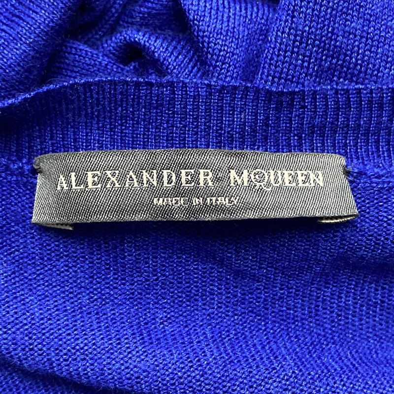 Alexander McQueen blue asymmetric knit dress with v-neck