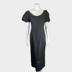 Khaite black cotton peplum maxi dress