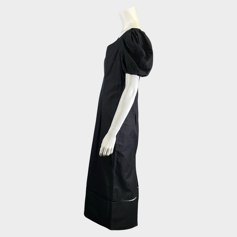 Khaite black cotton peplum maxi dress