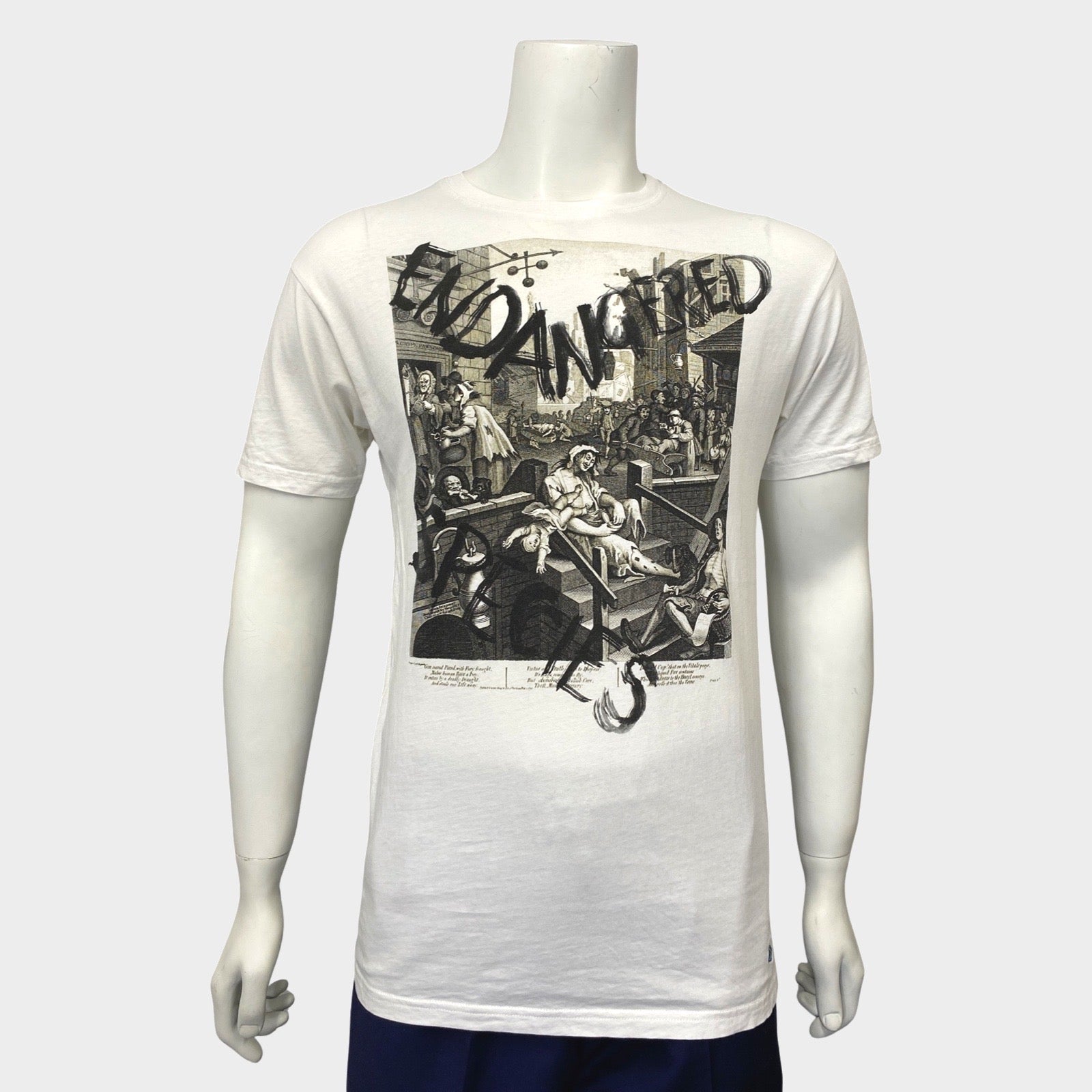 Vivienne Westwood men's white cotton t-shirt with Endangered