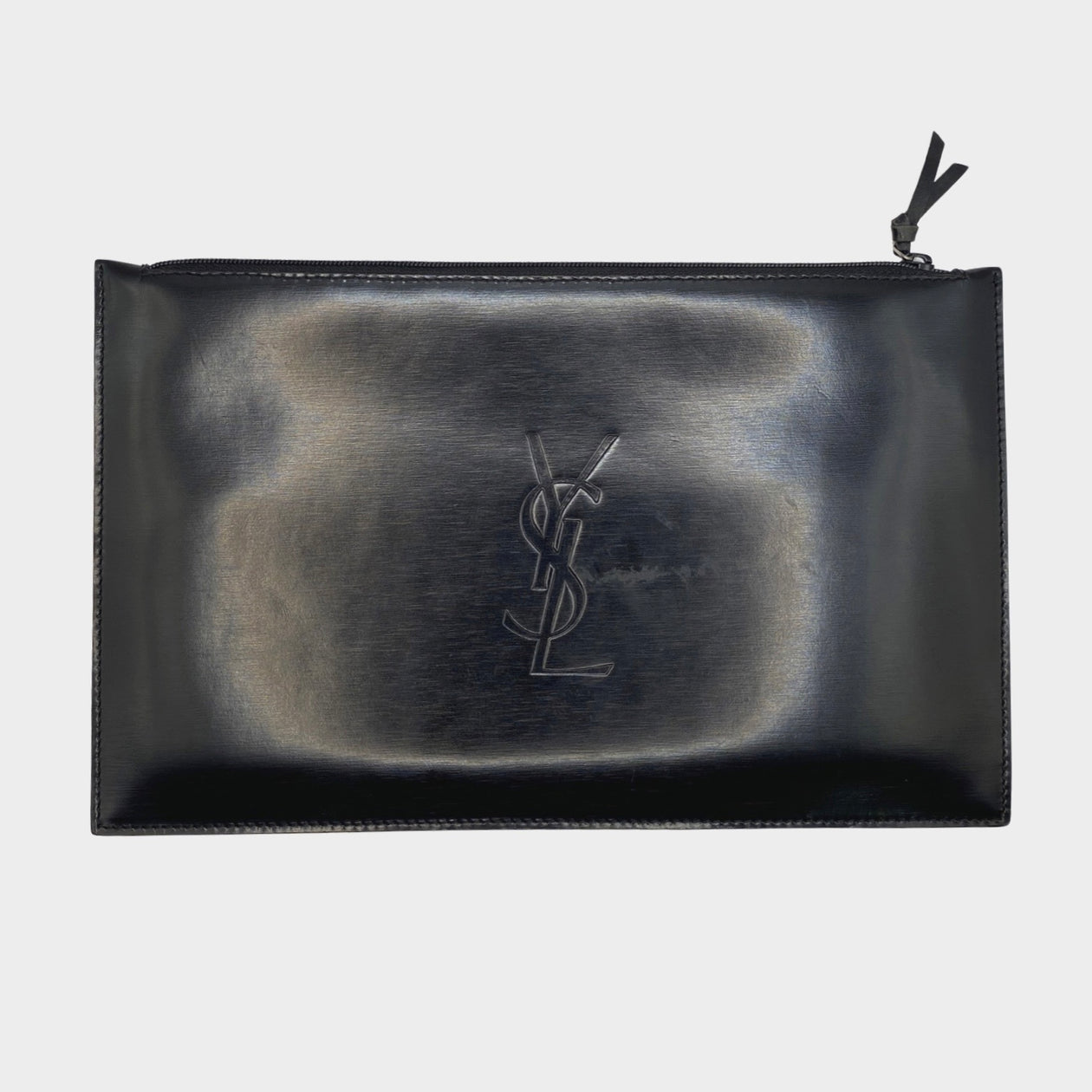 Black Envelope patent-leather clutch bag
