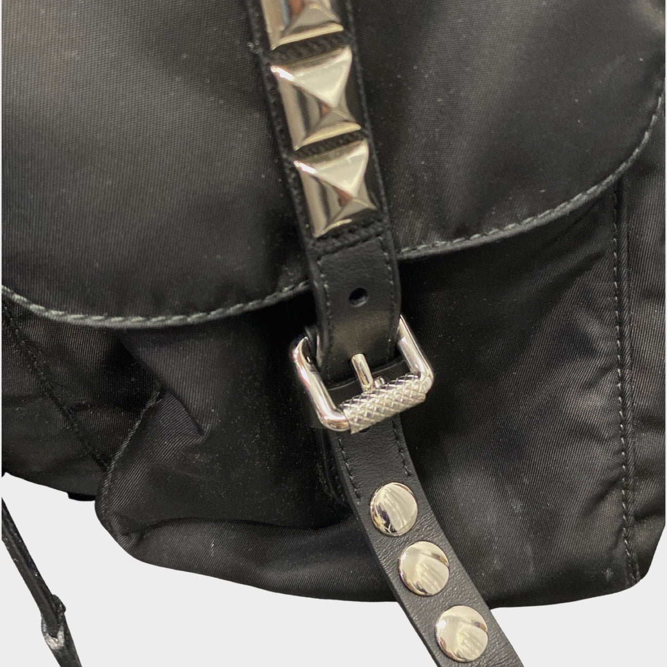 Prada nylon studded shoulder bag best sale