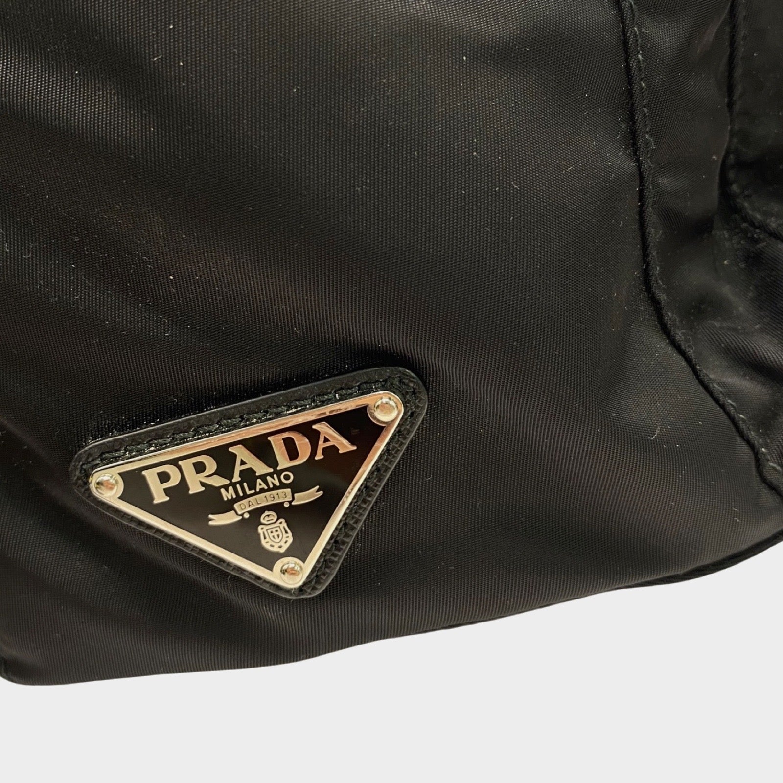 Prada black nylon shoulder bag with studding hot sale