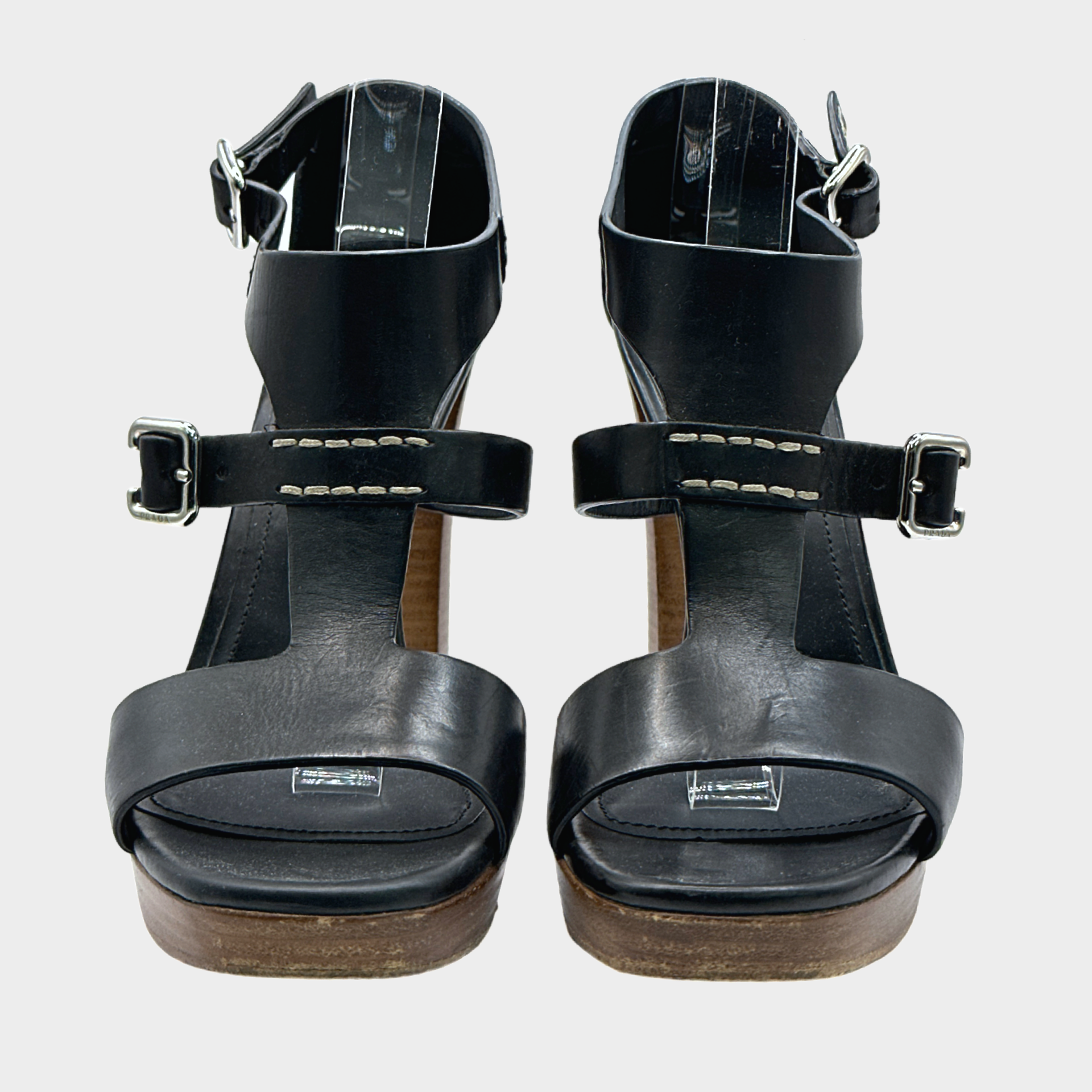 Monolith rubber platform sandals in black - Prada | Mytheresa