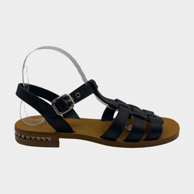 Miu Miu women's black leather strappy-style sandals